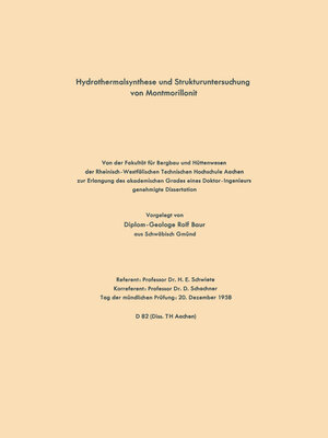 cover image of Hydrothermalsynthese und Strukturuntersuchung von Montmorillonit